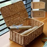 Large Storage Basket Rattan Woven Storage Box with Lid Stackable Sundries Basket Storage Organizer Toy Container Orgainzation - Image 3