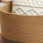 Woven Basket Large Cotton Laundry Basket Toy Dirty Clothes Weaving Home Organization And Storage With Handle Large Conpacity - Image 4