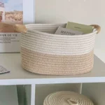 Rope Woven Baskets for Organizing Woven Rope Storage Basket Multifunctional Toy Basket for Desktop Nursery Office Bathroom Books