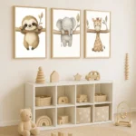 1/3pcs Cute Animal Wall Art Poster Elephant & Giraffe Nursery Prints for Kids Room, Bedroom or Living Room Decor Gift Poster