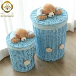 Rattan Laundry Organizer - Toy Storage Box, Large Household Basket with Lid, Multifunctional Dirty Clothes Hamper Woven Storage - Image 3