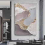 Elegant Handmade Acrylic Oil Painting with Golden Foil Accents - Image 5
