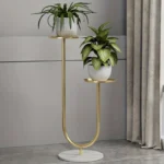 Plant Stand - Metal Vertical Plant Rack with Dual Holders - Flower Pot Rack for Living Room & Balcony & Office Decor