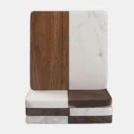 Sleek Acacia & Marble Coasters Set – Heat-Resistant Elegance - Image 3