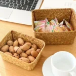 Woven Seagrass Storage Baskets Straw Rattan Basket Desk Organizer Picnic Basket Fruit Storage Box Cosmetic Storage Container - Image 2