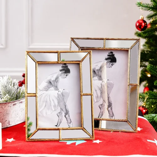 Chic Golden Trapezoidal Resin Photo Frame for Modern Homes