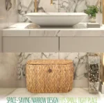 Toilet Paper Storage, Water Hyacinth Baskets with Lid, Toilet Paper Baskets for Storage Holder 6 Rolls, Papers Basket with Built - Image 6