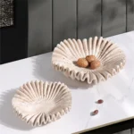 Art Marble Ruffle Bowl Suitable For Kitchen Counter Living Room Marble Fruit Plate Suitable For Fruit Jewelry Decoration Tray