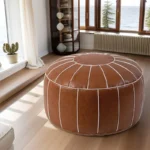 Decorative Moroccan PU Leather Pouf Soft Round Cushion Without Core Unstuffed Cushion Pillow Modern Home Decor for Living Room
