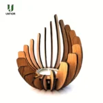 UNTIOR Decorative Wood Tealight Candle Holder Mid Century Modern Decor Mantel Decor Hurricane Tea Lights Holder DIY Wooden