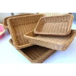 Hand-woven Imitation Rattan Wicker Basket Rectangular Storage Box Fruit Tea Snack Bread Basket Cosmetic House Kitchen Supplies - Image 6