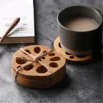 3PCS Wood Coasters Cute Decorative Lotus Root Cup Pad Eco-friendly Beech Coaster Reusable Hollow Mats for Tableware Bowl Plate
