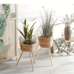 Wood Woven Plant Pot on Standing Flower Pot Storage Basket Indoor Planters Classic Style Garden Decor Essentials Home Decoration - Image 4