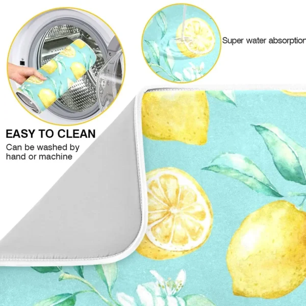 Lively Lemon Microfiber Dish Drying Mat for Colorful Kitchens