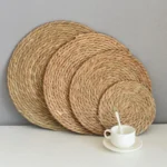 Pot Mats Handwoven Rattan Placemat Round Heat Insulation Mat Natural Grass Woven Table Mats for Dining Home Wedding Decor - Image 3