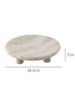 Retro Natural Marble Tray Decorative Fruit Bowl Vintage Travertine Stone Jewelry Perfume Plate with Three-legs Home Decoration - Image 6