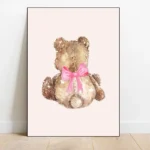 Pink Bow Balloons Swan Teddy Bear Cherry Watercolor Posters Prints Canvas Printing Wall Art Picture for Living Room Home Decor - Image 3