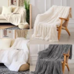 120-160CM Solid Color Soft Fluffy and Comfortable Faux Microfiber Blanket for Bed Sofa - Image 3