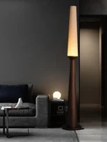 2025 Floor Lamp Wooden Black Wood Standing Light for Living Room Bedside Decoration Fabric Lampshade Standard Mood Light - Image 3