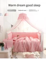 Princess Style, Solid Color Lace Crib Circumference, Crib Products, Baby Bedding, All-season Crib Bumper Baby Crib Accessories - Image 3