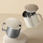 WORTHBUY Double Wall Insulated Coffee Cup Portable 304 Stainless Steel Drinking Cup Leak Proof Milk Coffee Mug With Handle&Llid - Image 5
