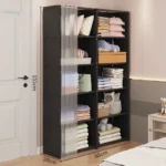 Dustproof Wardrobe Multi-Layer Storage Rack with Curtains Simple Bookshelf Bedroom Wardrobes Large Capacity Fcloset Organizer - Image 3