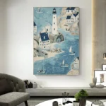 Coastal Abstract Canvas Art Set for Beach House Vibes