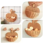 Faux Rattan Rattan Storage Basket Apple Shape Hollow Out Wall Hanging Basket Ginger Garlic Storage No Punching Fruit Storage Bin - Image 5