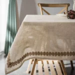 Elegant Cotton Linen Tablecloth with Tassels & Jute Lace Decor - Image 5