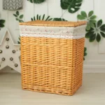 Lidded Rattan Woven Basket Decorative Laundry Hamper Toy Storage Solution Handcrafted Multi-Use Organizer - Image 3