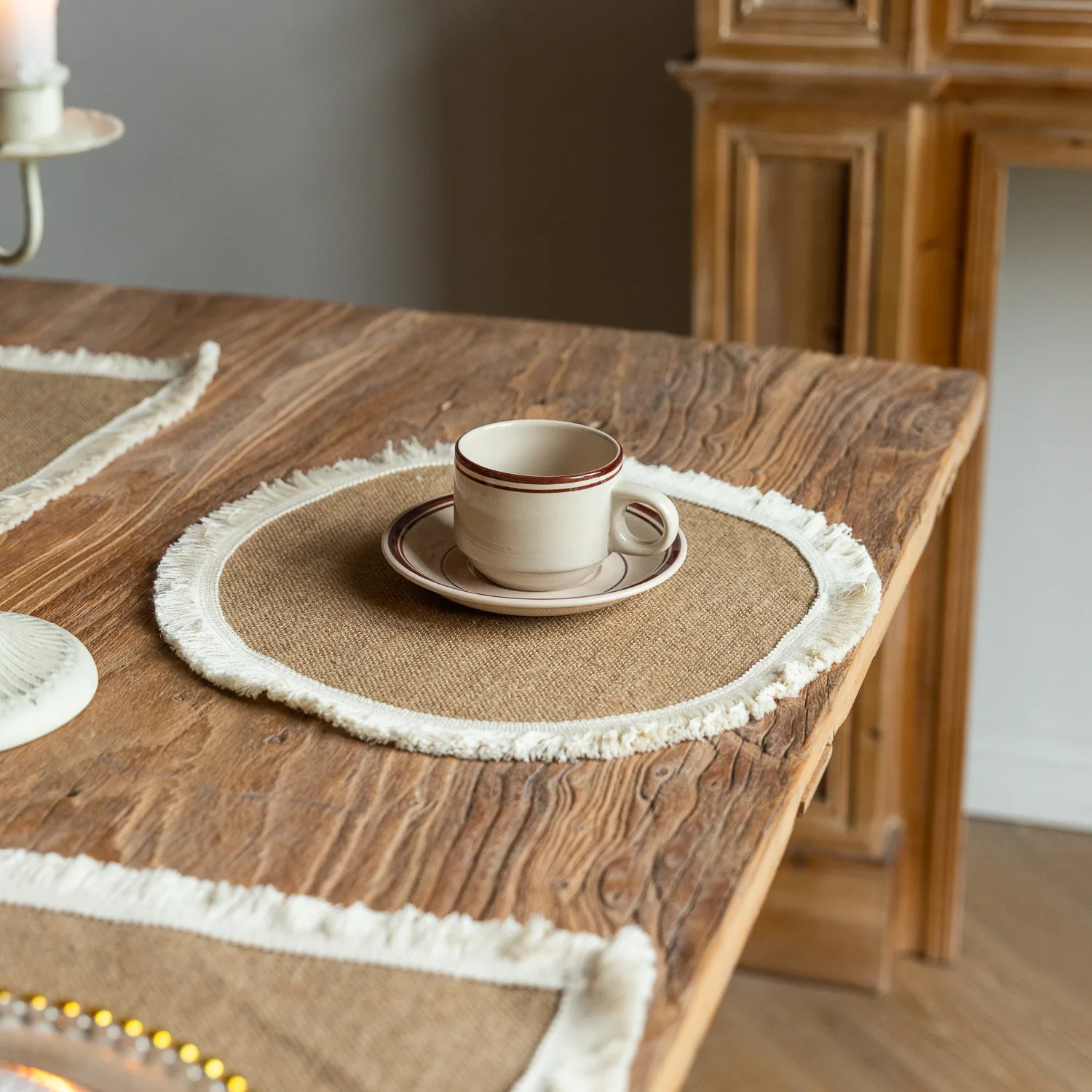 2 PCS Braided Placemats Heat Resistant Jute Table Mats Farmhouse Woven Fabric Natural Place Mats for Decorations Indoor Outdoor 21 kf S451323ab71d34aaeb3adeab231754b81r