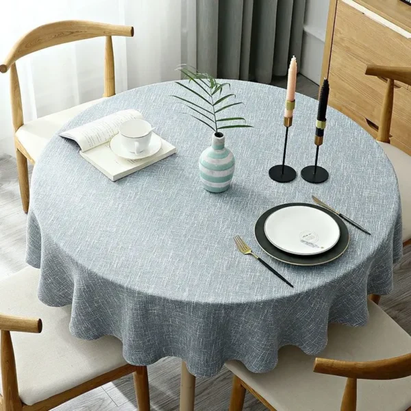 Pure Cotton Round Table Cover Linen Round Tablecloth Solid Color Table Cloth Dining Tea Home Hotel Banquet Fabric Tablecloth