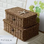 Large Storage Basket Rattan Woven Storage Box with Lid Stackable Sundries Basket Storage Organizer Toy Container Orgainzation - Image 4