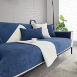 Dark Blue Chenille Sofa Cover - Waterproof & Non-Slip Comfort