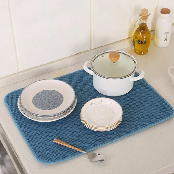 Eco-Friendly Microfiber Dish Drying Mat - Stylish & Absorbent