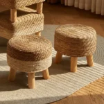 Grass woven stool, rural low stool, rattan woven shoe changing stool, thickened woven seat cushion stool - Image 2