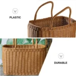 Basket Woven Wicker Baskets Picnic Handle Storage Rattan Market Flower Handles Straw Fruit Gift Shopping Hand Tote Beach - Image 3