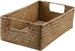 woven Seaweed Storage Baskets Rectangular Organizer Boxes Pantry Storage Laundry Basket Lid Home - Image 4