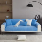 Dark Blue Chenille Sofa Cover - Waterproof & Non-Slip Comfort - Image 5