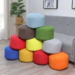 Linen Bean Bag Chair with Filling Beanbag Pouf Ottoman Footstool Tatami Round Stool Futon Puff Relax Lounge Furniture - Image 2