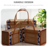 Hand-woven Multi-purpose Egg Basket Picnic Basket Bamboo Basket Fruits Rectangular Box Household Kitchen Supplies Organization - Image 5