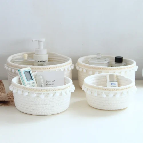 Cotton Thread Storage Basket Multipurpose Sundries Organizer Household Frame Makeup Medicine Headset Snacks Receive Box