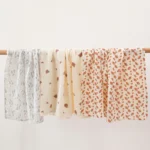 Cotton Swaddle Blanket Baby Blanket Floral Print Muslin Diaper Swaddle New Born Crinkle Fabric Stroller Cover - Image 3