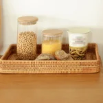 Handwoven Rattan Storage Basket Square Wicker Tray Picnic Basket Bread Food Plate Fruit Cake Sundries Box Home Desk Decor S/M/L - Image 5