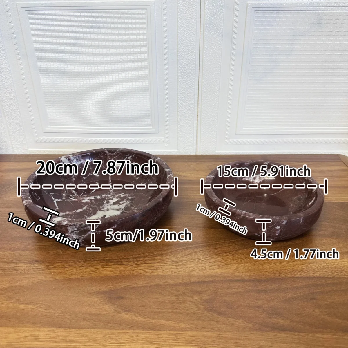 Large Decorative Marble Bowl, 7.87 Inches,Natural Purple Stone Round Bowl Home Decor, Fruit Nuts Jewelry Tray Soap Serving Bowl - Image 4