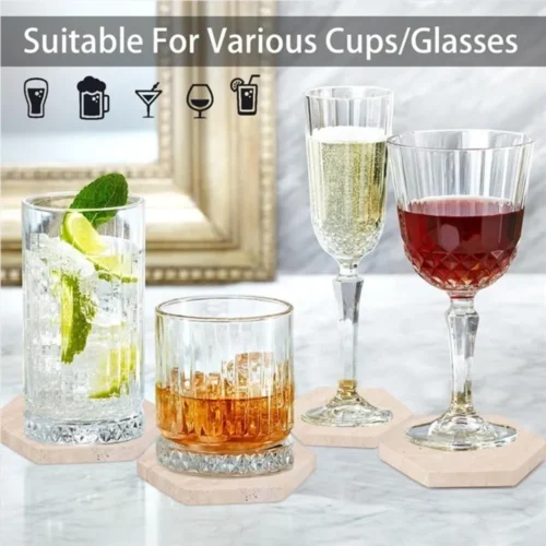 Natural Marble Coasters Placemat Vintage Travertine Whiskey Coffee Coasters Heat Resistant Non-Slip Insulation Pads