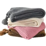 Warm Solid Color Knitted Blanket Soft Breathable Shawl Throw Blanket Nordic Bedspread