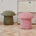 Mushroom Foot Stool Comfortable Lamb Velvet Shoe Changing Seat Living Room Children's Chairs High Elastic Sponge Hallway Ottoman - Image 5