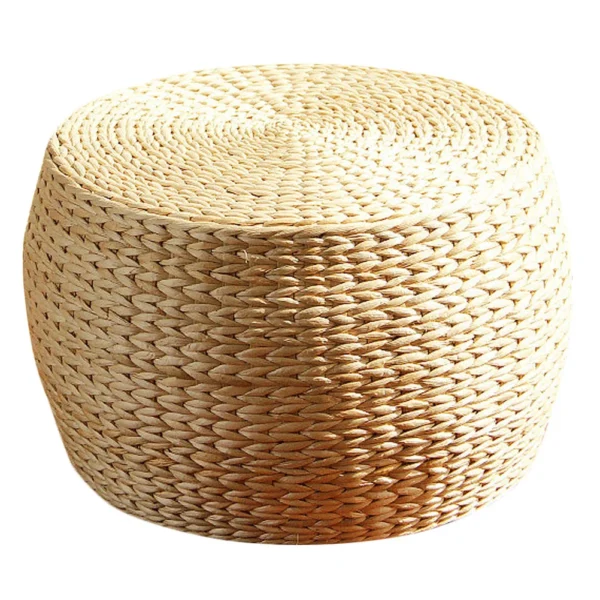 Round Footstool Rattan Woven Stool Small Non Slip Seat Bench Cushion Floor Pouf Straw Mat Home Textile Japanese Style