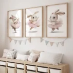 Whimsical Ballerina Bunny Canvas Set for Girls' Rooms